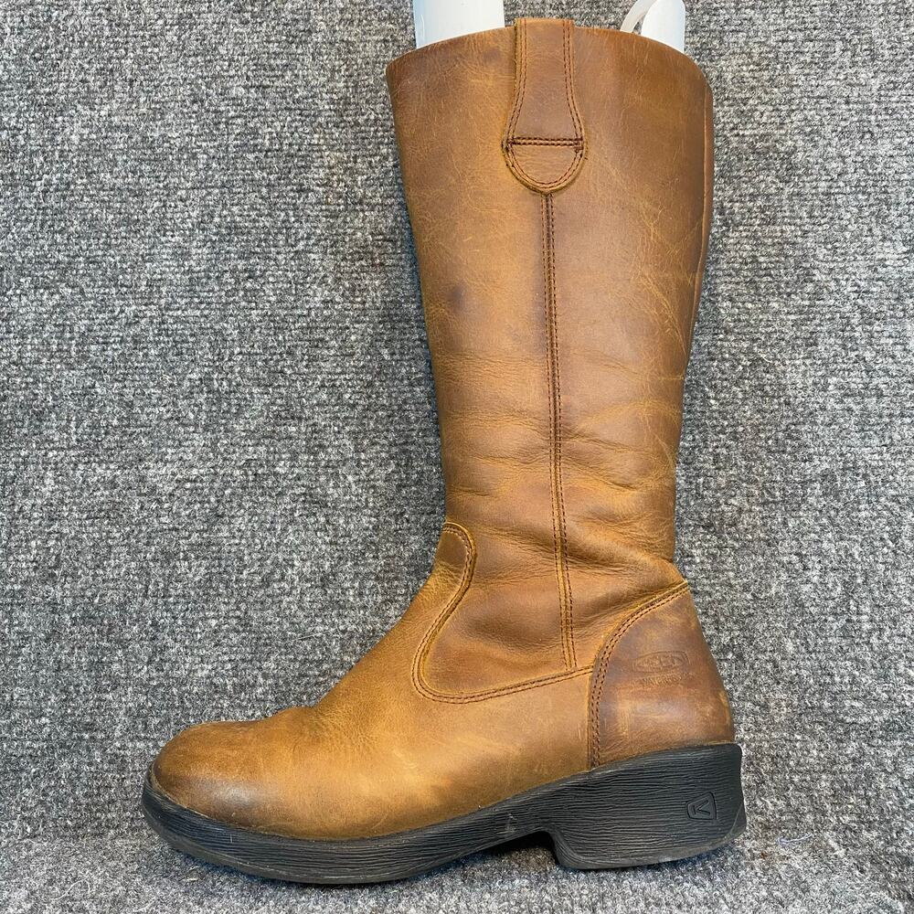 Keen Brown Leather Mid-Calf Heeled Boots